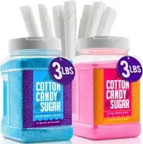 3-Pack Large (3 lb) Cotton Candy Floss Sugar With 100 Cones