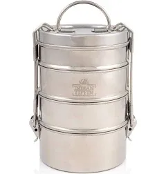 Nature's Own Indian-Tiffin Stainless Steel 4 Tier Large Lunch Box Snack Box/Food Container Airtight Leak Proof 4Compartment Suitable for Office Use, Outdoor Lunches/Dining