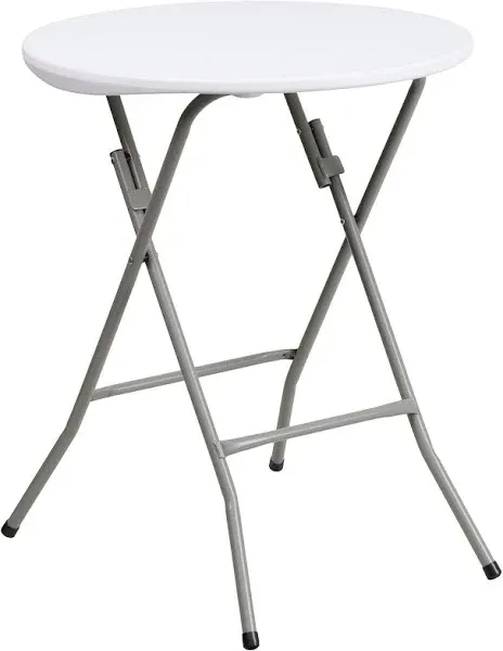 Flash Furniture 32" Round Granite White Plastic Bar Height Folding Table