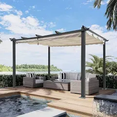 Mondawe 13 ft. W x 10 ft. D Aluminum Pergola with Canopy