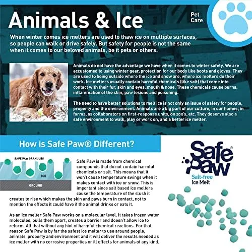 Safe Paw Pet Friendly Concrete Safe Salt Free Ice Melt Pellets, 8 Lb Jug, 2 Pack