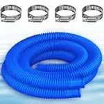 1.25 inch Pool Pump Replacement Hoses for Above Groud Pools - Pool Hoses for Intex Coleman Pool Filter Pump 607, 637 with 4 Clamps (Blue-2 Pack)