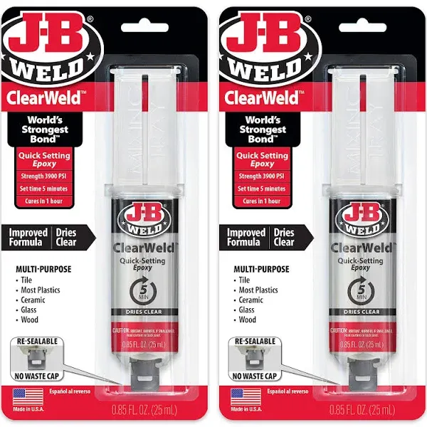 J-B Weld 50112 Clear 25 ml ClearWeld Quick-Setting Epoxy Syringe