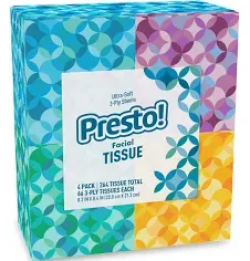 Amazon Brand - Presto! Ultra-Soft 3-Ply Premium Facial Tissues, 264 Count (4 Pac