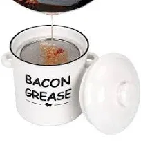 Ceramic Bacon Grease Container with Strainer - 600ml / 20oz Farmhouse Bacon 