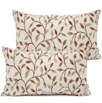 Farmhouse Oblong Rectangle Floral Chenille Embroidery Decorative Throw Pillow Case Cushion Cover Lumbar Pillowcase for Sofa