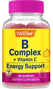 Vitamin B Complex Gummies -with Vitamin C, Niacin, Vitamin B6, Folic Acid, Vitamin B12, Biotin & Pantothenic Acid - 2 Month Supply -Natural Sourced Flavors, Non GMO, Gluten Free -60 Gummies