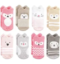 Hudson Baby Girls' 8-Pack Cotton Rich Newborn and Terry Socks