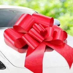 Zoe Deco Big Car Bow (Red, 30 inch) Gift Bows, Giant Bow for Car, Birthday Bow, Huge Car Bow, Car Bows, Big Red Bow, Bows for Gifts, Christmas Bows for Cars, Big Gift Bow, Party Bow