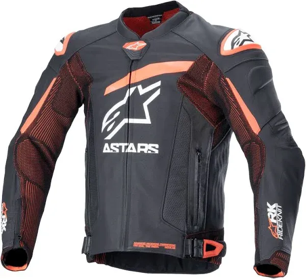 ALPINE STARS GP Plus R v4 Rideknit® Leather Jacket - Black/Red Fluo/White 54