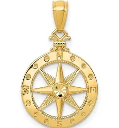 14K Yellow Gold Compass Pendant