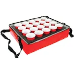 Sterno Red Stadium Insulated Drink Carrier w/ 20 Hole Insert, 24 inch x 20 inch x 6 inch - Holds (20) Cups