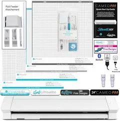 Silhouette Cameo 4 Pro Bundle with 4 Mats, 2 Autoblades, Deluxe Vinyl Tool Kit, and Guide to Silhouette 101 with Bonus Designs