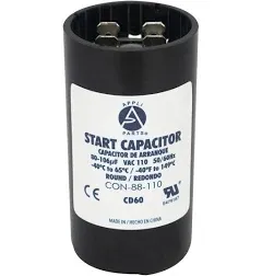 Appli Parts motor start capacitor 80-106 Mfd (microfarads) uF 110-125 VAC univer