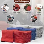 Nabob Wipers Auto Mechanic Shop Towels 25 Pack Shop Rags 100% Cotton Size 14"x14" Commercial Grade (25 Pack, Red)