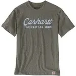 Carhartt Mens 106158 Loose Fit Heavyweight Short-Sleeve Script Graphic T-Shirt - Dusty Olive Small Regular