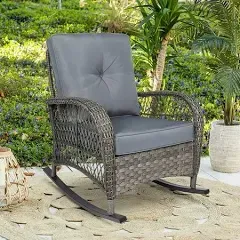 W Warmhol Outdoor Wicker Rocking Chair