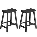 VASAGLE Set of 2 Industrial Bar Stools with Footrest | SONGMICS Home Black