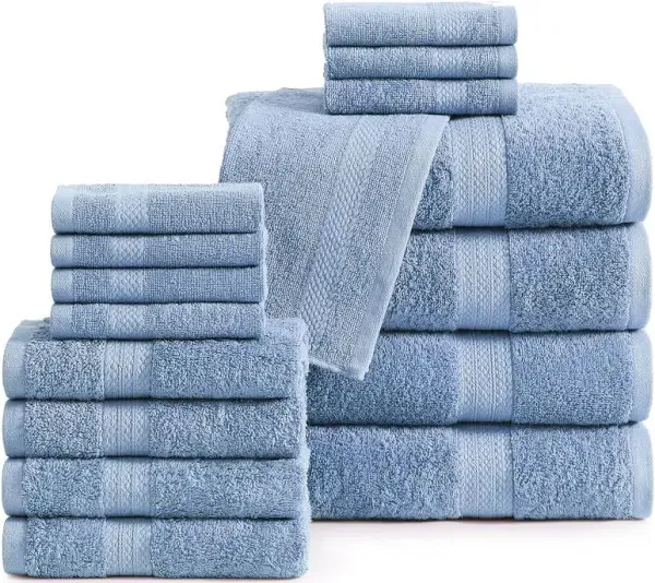 Lane Linen 16 Piece Bath Towels - 100% Cotton Towels for Bathroom, Premium Quality Hotel Towels, Highly Soft & Absorbent Bathroom Towel Set, 4 Bath