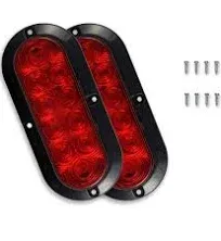 Novalite 12V DC 6 Inch Oval Red LED Brake Stop Turn Trailer Tail Truck Lights