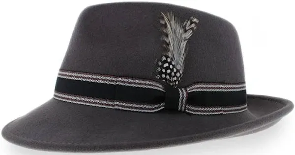 Belfry Gangster 100% Wool Stain Resistant Crushable Dress Fedora in Black Grey Navy Brown Pecan