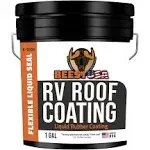 Beest RV Roof Coating, 1 Gallon Temperature Reducing White RV Roof Sealant, Flexible Trailer Camper & Metal Roof Coating & RV Sealant, Liquid Rubber