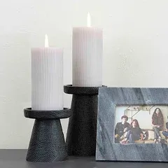 Main + Mesa Stoneware Pillar &amp; Taper Candle Holders Set of 2 Black