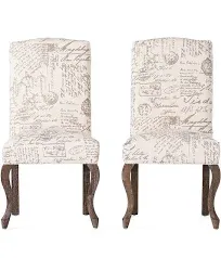 Christopher Knight Home CKH Crown Top French Script Fabric Dining Chairs