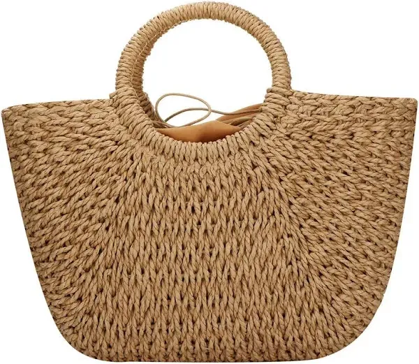 YYW Women's Hand-woven Straw Large Bag