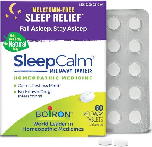 Boiron SleepCalm Sleep Relief, Meltaway Tablets, Unflavored - 60 tablets