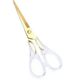 Stylish Acrylic Gold Multipurpose Scissors Stainless Steel 6.3 Inches Office Scissors Desktop Stationery for Cutting Heavy Duty Leather Arts Fabric Crafts Scissors (Gold)