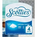 Scotties Facial Tissue, 2-Ply, Everyday Comfort, 4 Pack - 4 - 64 sheet boxes [256 tissues]