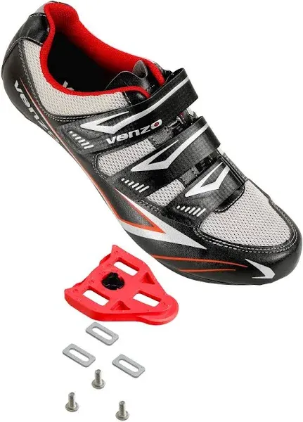 Venzo Bicycle Men's Road Cycling Riding Shoes - 3 Straps - Compatible with Look Delta & for Shimano SPD-SL - Perfect for Road Racing Bikes