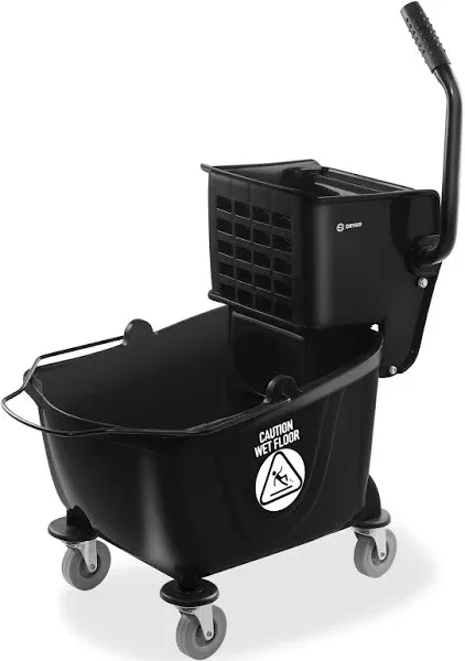 26 Quart Commercial Mop Bucket with Side Press Wringer, Black