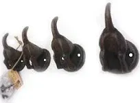 Lulu Decor, Cast Iron German Shepard Dog Tail Hooks (4 Dog Tail Hooks)