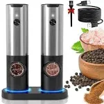 HOMCYTOP Electric Salt and Pepper Grinder Set W/USB Rechargeable Base