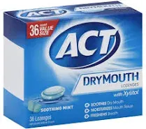 Act Dry Mouth Lozenges Soothing Mint 36 Count