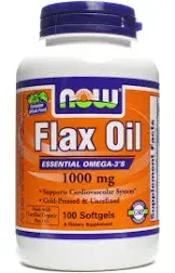 NOW Foods Supplements, Flax Oil 1,000 mg made with Organic Flax Oil, Cardiovascular Support*, 250 Softgels