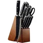 Hammered High Carbon Steel Knife Set - Non-Stick Tsuchimi Blade Texture, Ergo...