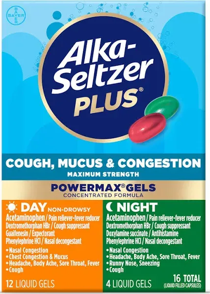 Alka-Seltzer Plus PowerMAX Gel Cold Cough 24 ct (Pack of 3)