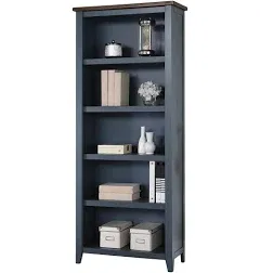 Martin Furniture Fairmont Farmhouse Open Wood Bookcase in Blue