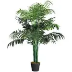 Gymax Artificial Areca Palm Decorative Silk Tree with Basket