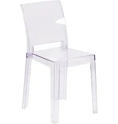 Flash Furniture Square Back Ghost Chair in Transparent Crystal