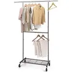 Simple Trending Standard Clothing Garment Rack, Rolling Clothes Organizer with Wheels and Bottom Shelves, Extendable, Bronze, Women's, Size: 15