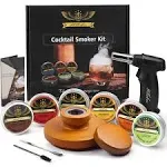 WillsCoo Cocktail Smoker Kit with Torch for Whiskey & Bourbon, Old Fashioned Smoker Set 6 Flavor of Wood Chips Orange/Cinnamon/Ginger/Cherry/Litchi/