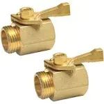 2Pcs 3/4 Inch Heavy Duty Brass Garden Hose Shut Off Valve with 2 Hose Washers