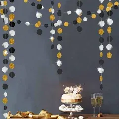 Decor365 Gold Back Circle Dots Garland Streamers