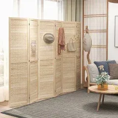 HOMCOM 6 Panel Room Divider w/ Hole Hooks Folding Privacy Screen