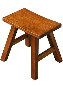 XDSTOOL Wooden Step Stool for Kids Adults Seat Chair Dancing Foot Stool 12 inch Plant Stand Top Curved Wood Stool