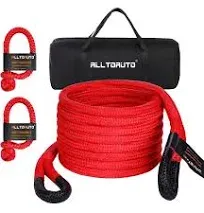 1"×30' Kinetic Recovery Rope (33,000lbs) Heavy Duty Offroad Recovery Rope with 2 Soft Shackles 7/16" x 22" (33,000lbs) Offroad Recovery Kit for UTV, ATV, Truck, Car (Red)